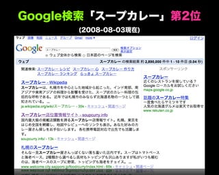 Google検索「スープカレー」第2位
(2008-08-03現在)
 