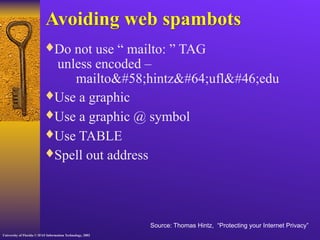 Privacy issues in network environments