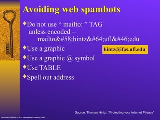Privacy issues in network environments