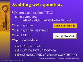 Privacy issues in network environments