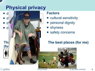 Privacy issues in network environments