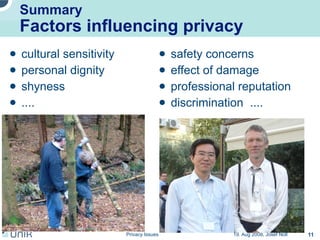 Privacy issues in network environments