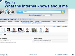 Privacy issues in network environments