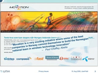 Privacy issues in network environments