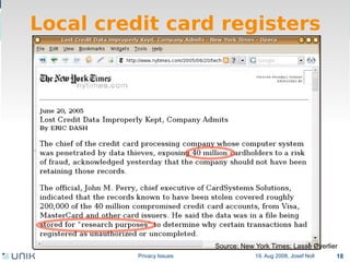 Privacy issues in network environments