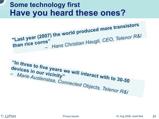 Privacy issues in network environments