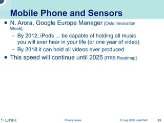 Privacy issues in network environments