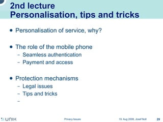 Privacy issues in network environments