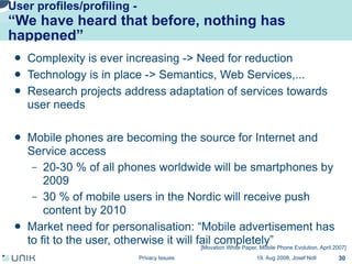 Privacy issues in network environments
