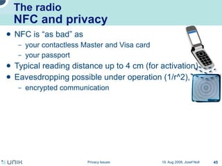 Privacy issues in network environments