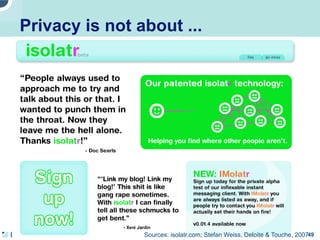 Privacy issues in network environments
