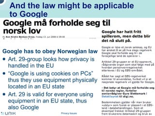 Privacy issues in network environments