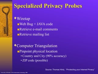 Privacy issues in network environments