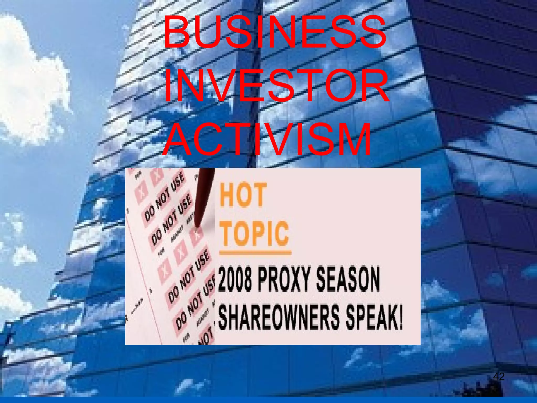 BUSINESS INVESTOR ACTIVISM 