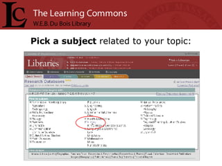 Pick a subject  related to your topic: 