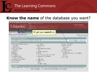 Know the name  of the database you want? Or get your  search  on. 