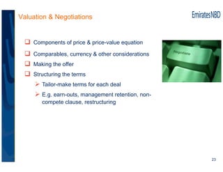 Valuation & Negotiations


    Components of price & price-value equation

    Comparables,
    Comparables currency & oth...