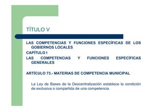 Las Competencias y Funciones Específicas de los Gobiernos Locales | PDF