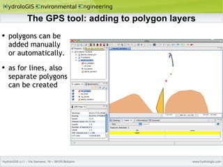 The GPS tool: adding to polygon layers polygons can be added manually or automatically. as for lines, also separate polygons can be created 