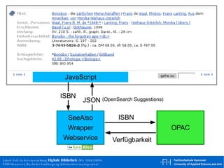 (OpenSearch Suggestions) SeeAlso Wrapper Webservice ISBN JSON Verfügbarkeit JavaScript OPAC ISBN 