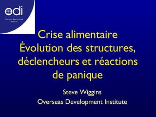 Crise alimentaire Évolution des structures, déclencheurs et réactions de panique Steve Wiggins Overseas Development Institute 