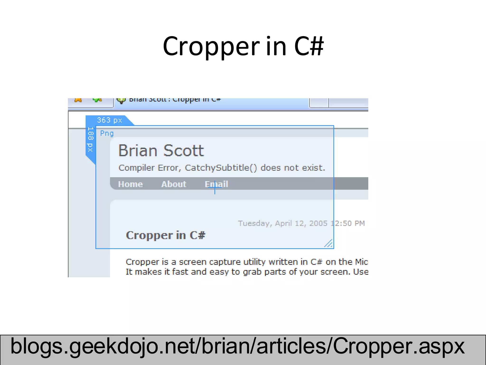 Cropper in C# blogs.geekdojo.net/brian/articles/Cropper.aspx 