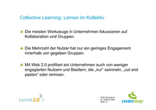 Collective Learning: Lernen im Kollektiv

♣ Die meisten Werkzeuge in Unternehmen fokussieren auf
  Kollaboration und Grupp...