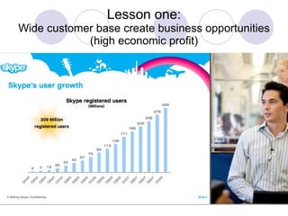Lesson one: Wide customer base create business opportunities (high economic profit) 