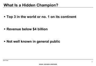 Hidden Champions of the 21st Century: Success Strategies of