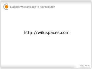 Eigenes Wiki anlegen in fünf Minuten http://wikispaces.com  