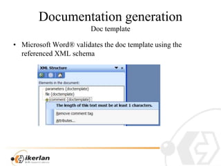 DocumentationgenerationDoctemplate<br />Microsoft Word® validates the doc template using the referenced XML schema<br />