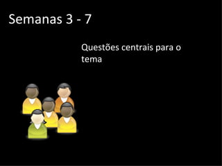 Semanas 3 - 7 Questões centrais para o tema 
