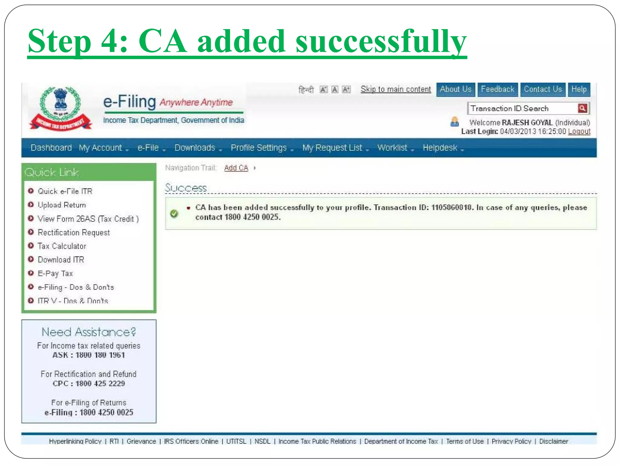 Step 4: CA added successfully
 