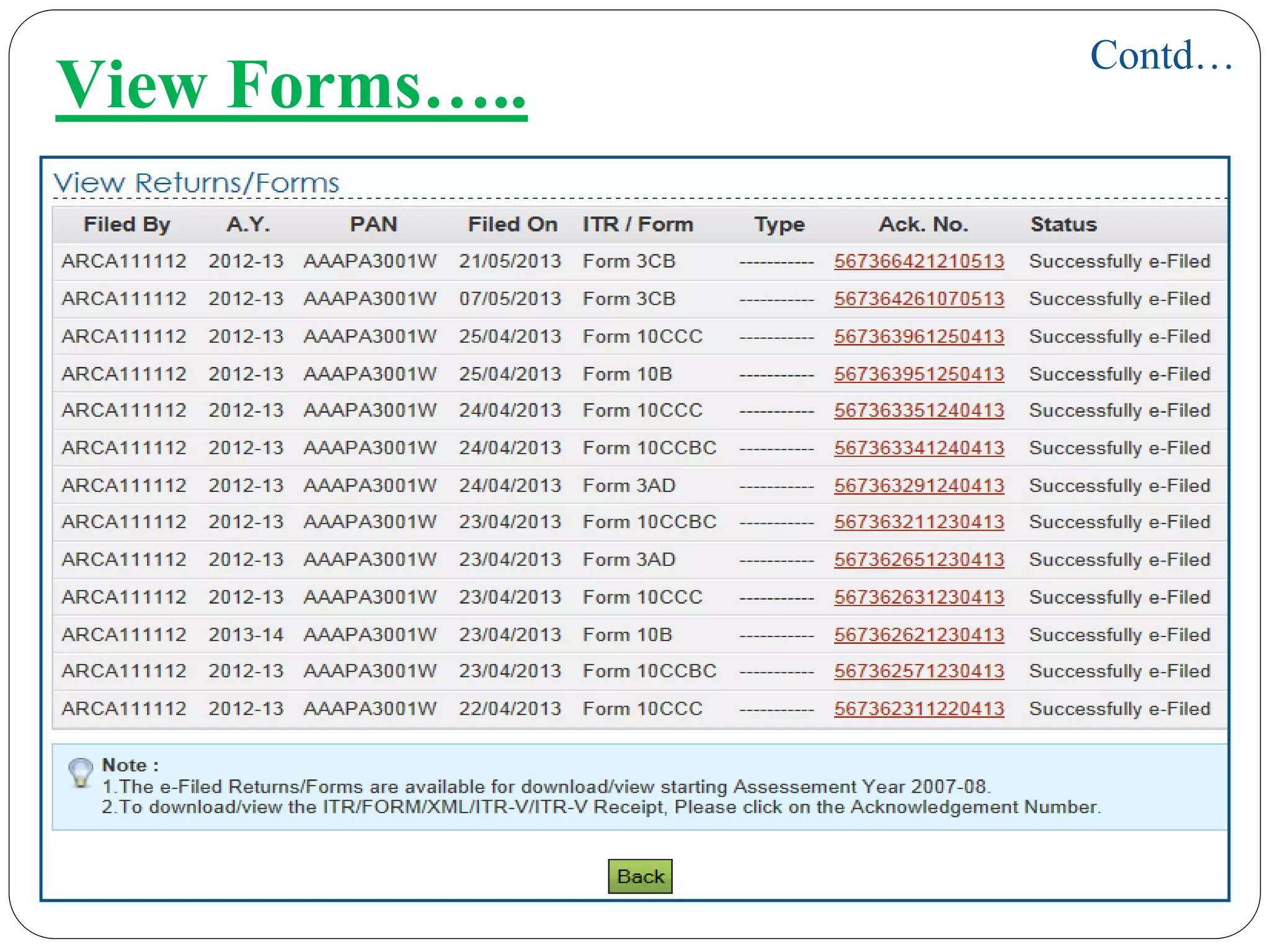 View Forms…..
Contd…
 