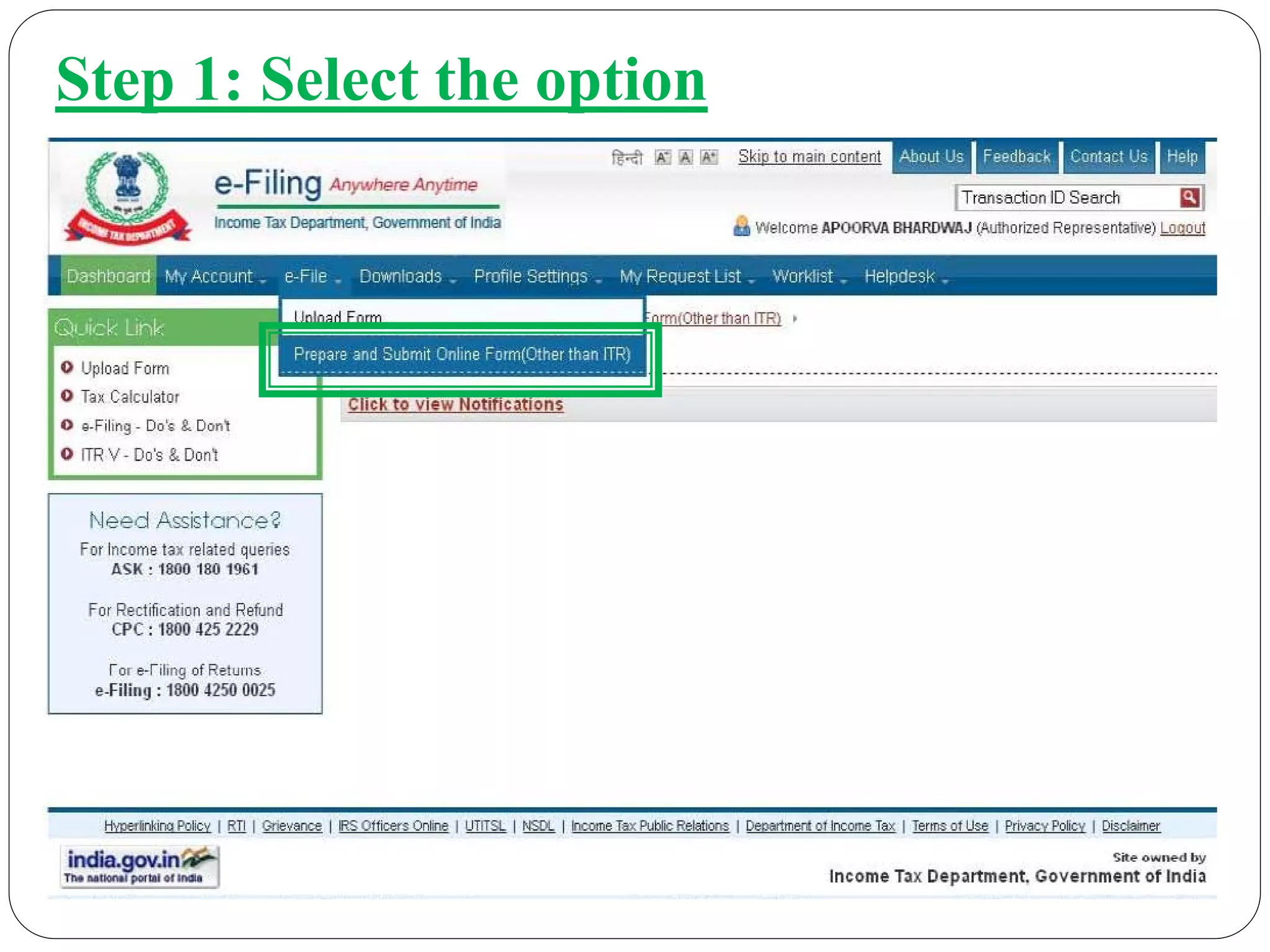 Step 1: Select the option
 