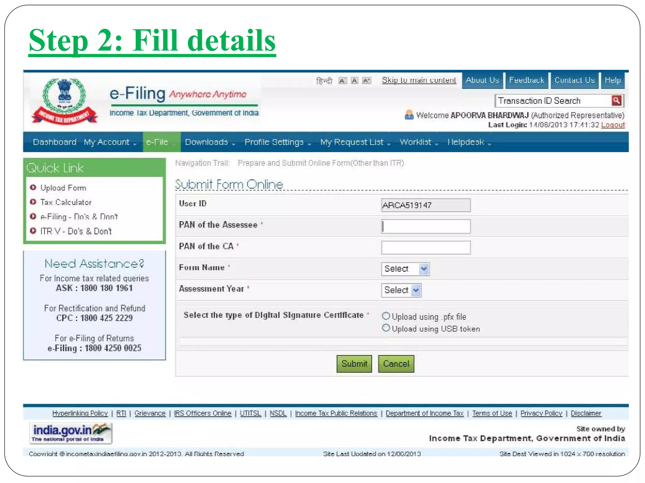 Step 2: Fill details
 