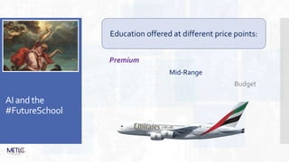 AI and the
#FutureSchool
Education offered at different price points:
Premium
Mid-Range
Budget
 