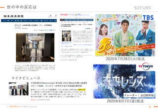 (c) SECURE Inc. All Rights Reserved.
世の中の反応は
28
マイナビニュース
2020年7月28日(火)放送
2020年8月7日(金)放送
 