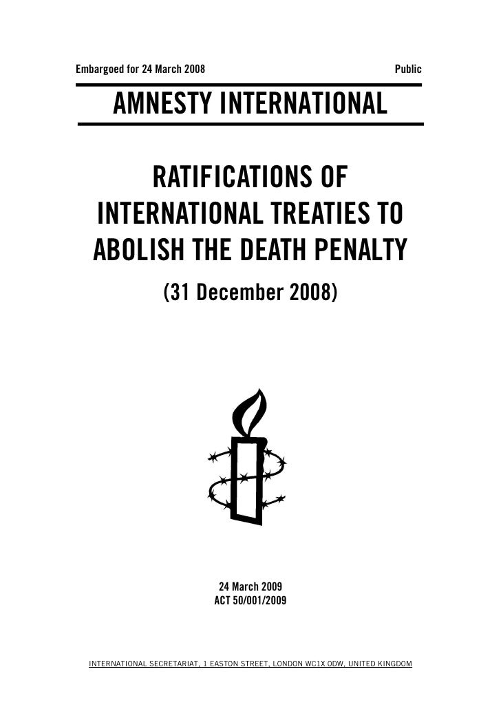 Ratifications Of International Treaties To Abolish The Death Penalty