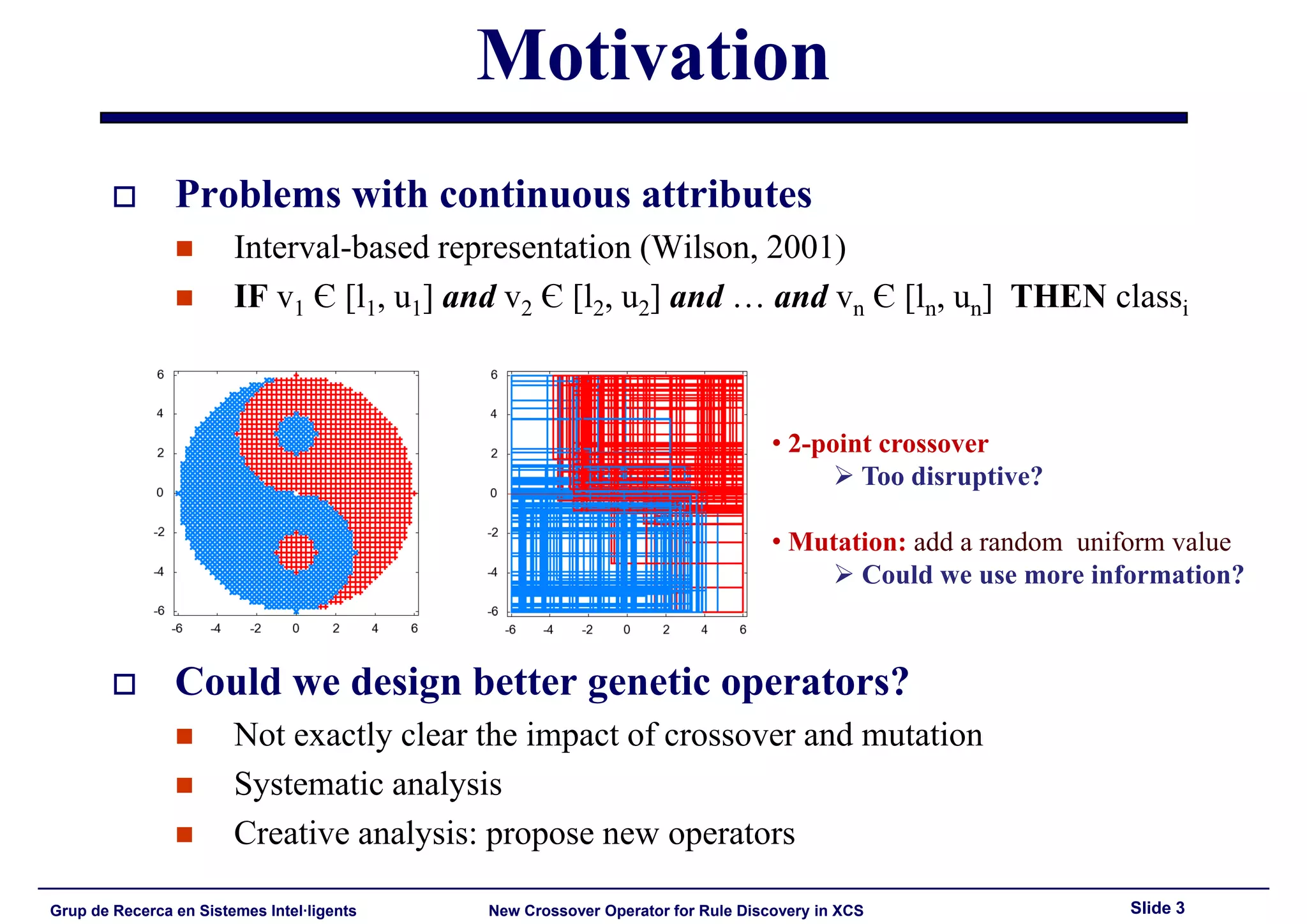 HIS'2008: New Crossover Operator for Evolutionary Rule Discovery in XCS
