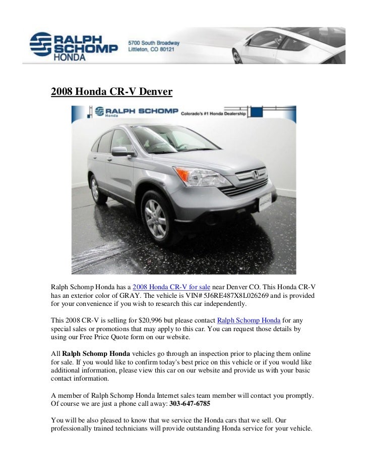 Ralph Schomp Honda >> 2008 Honda Cr V In Denver Co Ralph Schomp Honda >> 2008 Honda Cr V In Denver Co