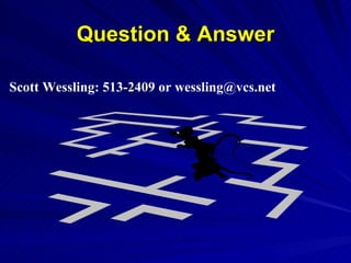 Question & Answer Scott Wessling: 513-2409 or wessling@vcs.net 
