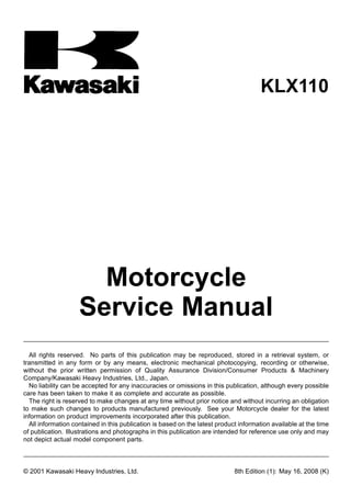 2008 kawasaki klx110 a8f service repair manual | PDF