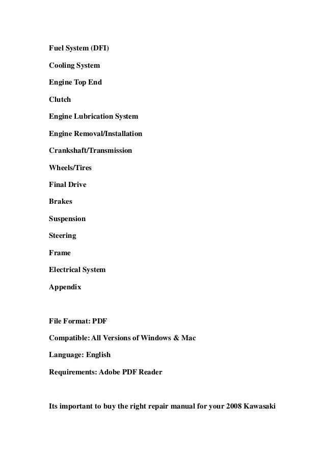 2008 Kawasaki ZX1000 Ninja ZX-10R Service Repair Workshop Manual