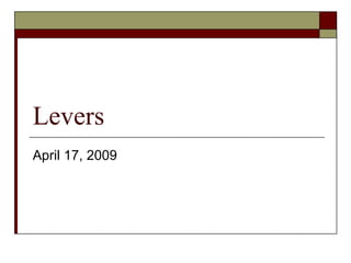 Levers April 17, 2009 