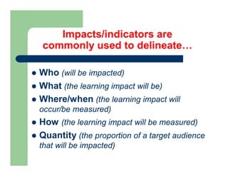 Frameworks Plenary - Impacts and Indicators
