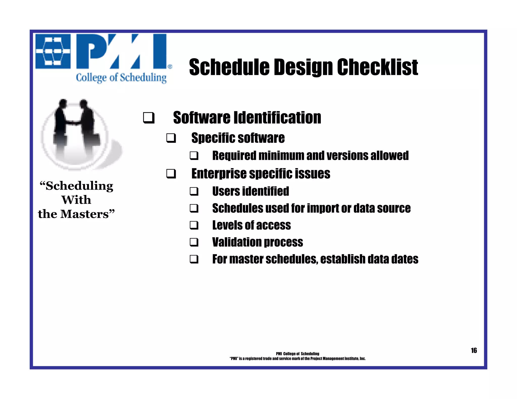 Schedule Design PMI