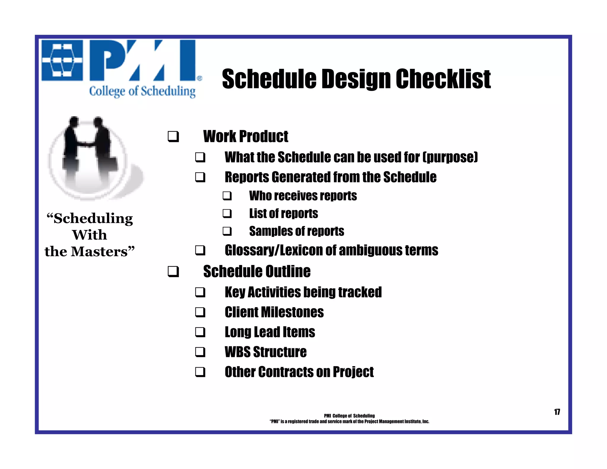 Schedule Design PMI