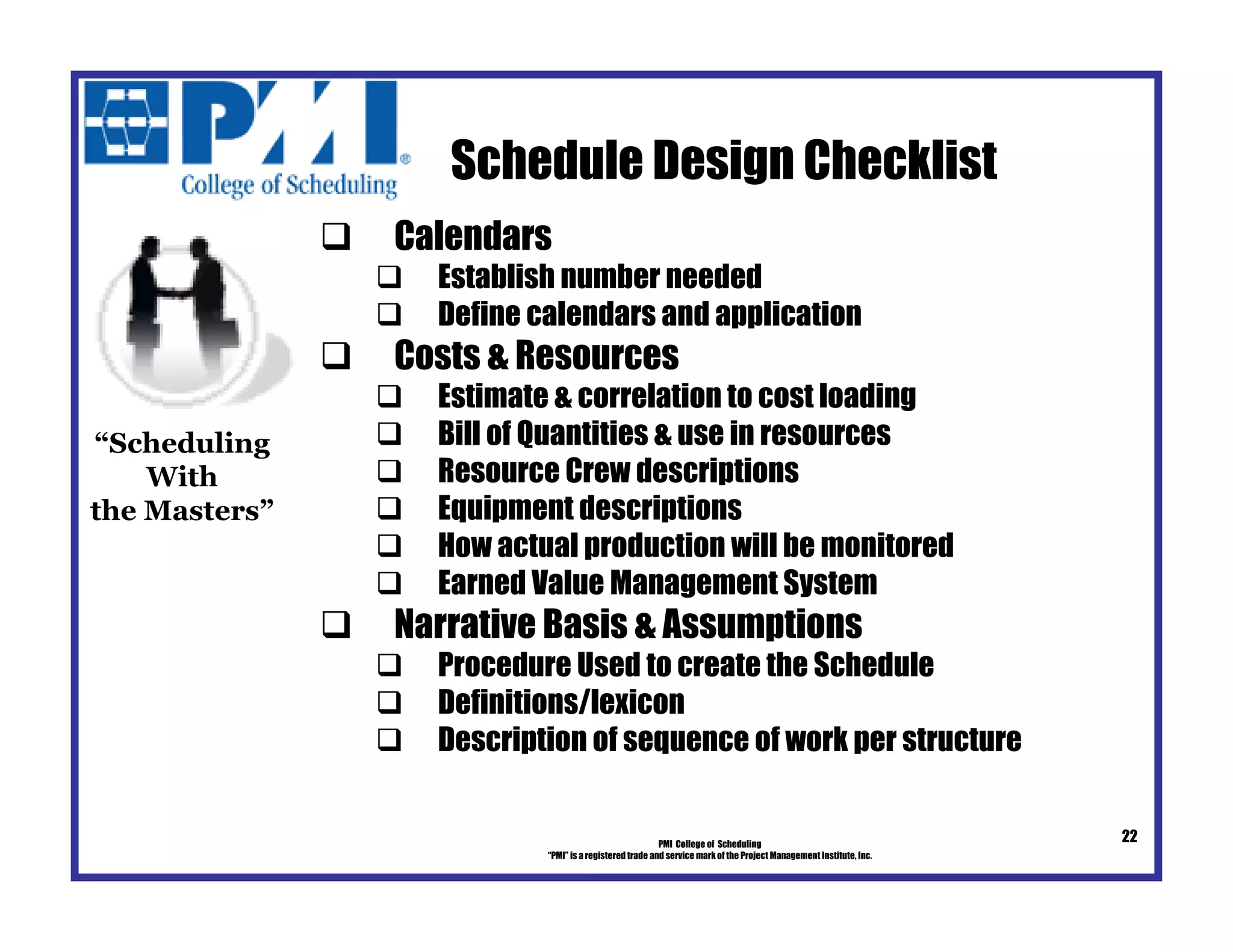 Schedule Design PMI