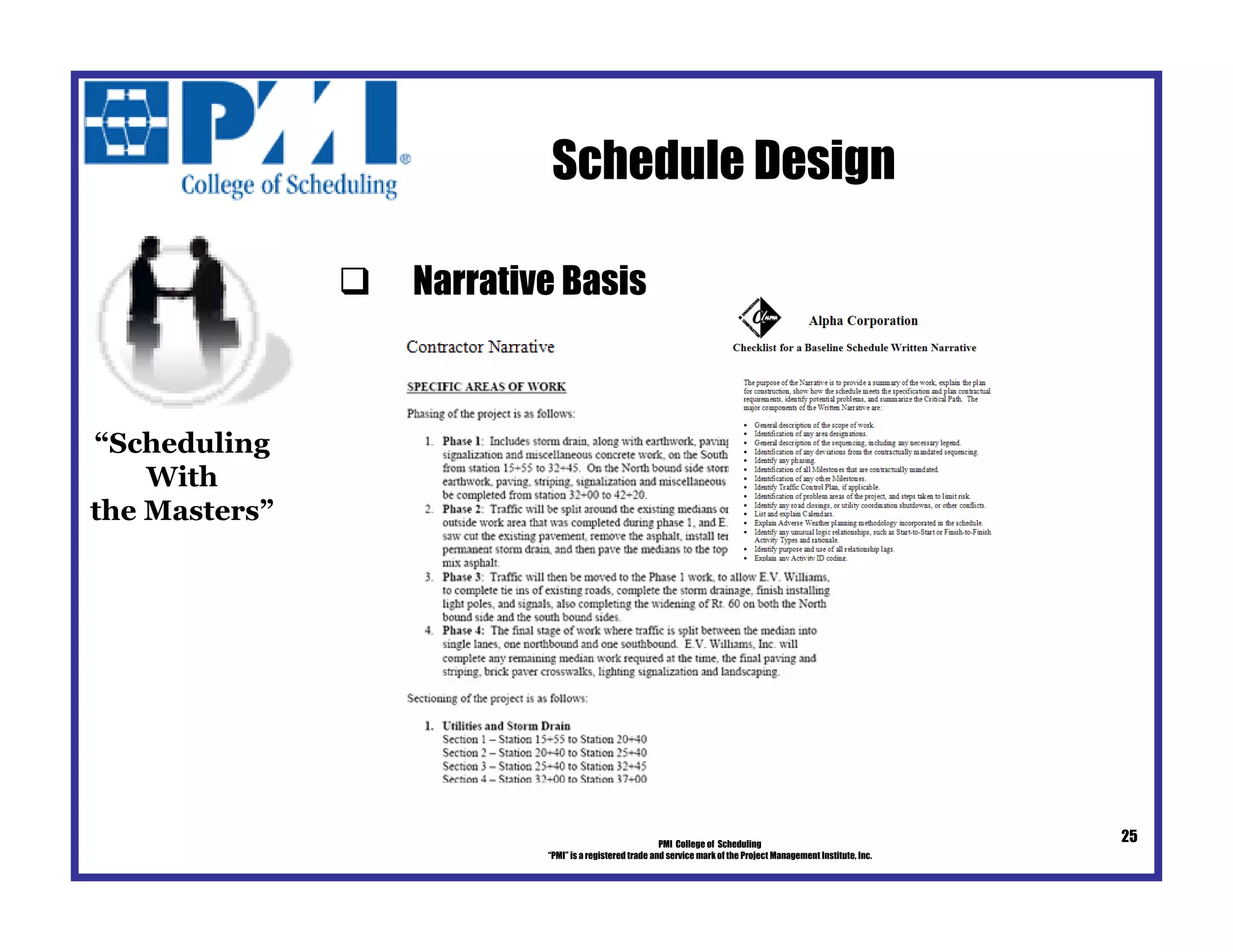 Schedule Design PMI